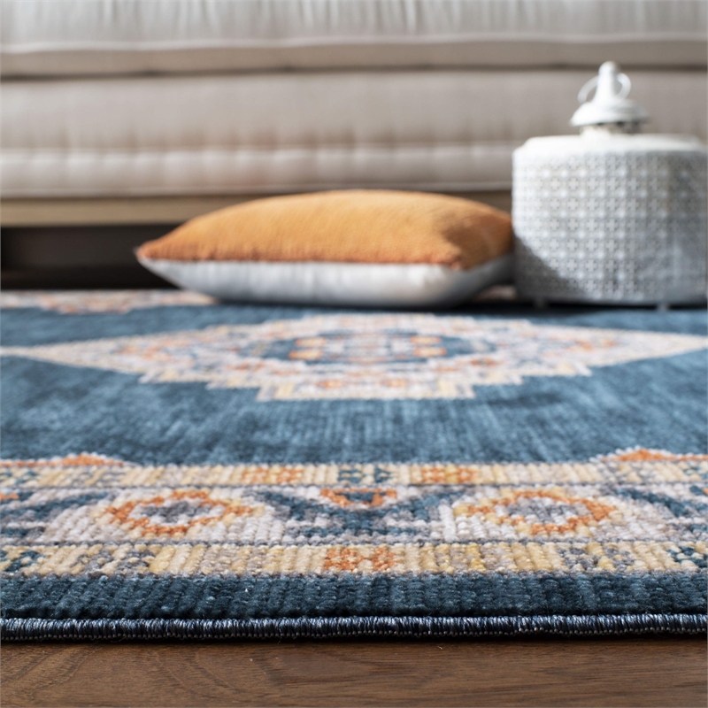 Safavieh Farmhouse 9' x 12' Rug in Orange and Navy