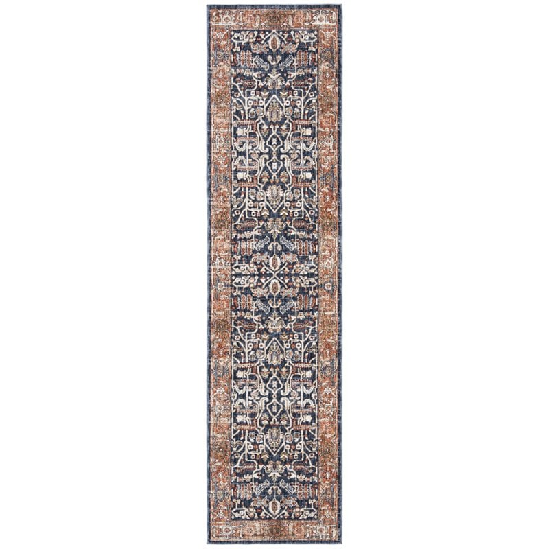 Safavieh Heirloom 2' x 8' Runner Rug in Navy and Beige