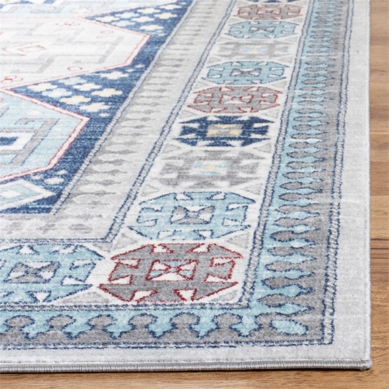 Safavieh Kazak 2' x 8' Runner Rug in Gray and Blue