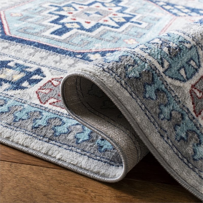 Safavieh Kazak 2' x 8' Runner Rug in Gray and Blue