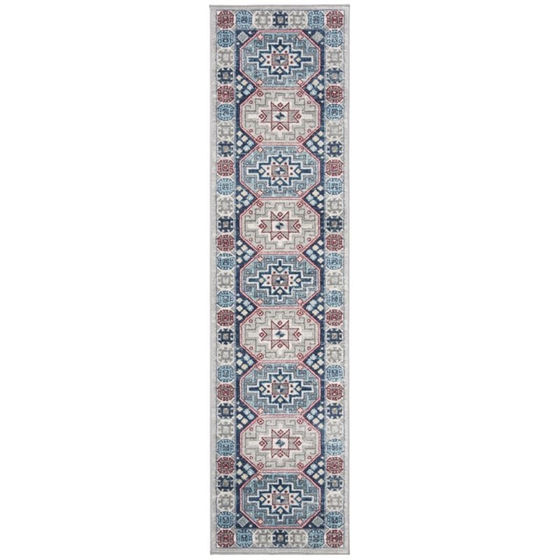 Safavieh Kazak 2' x 8' Runner Rug in Gray and Blue