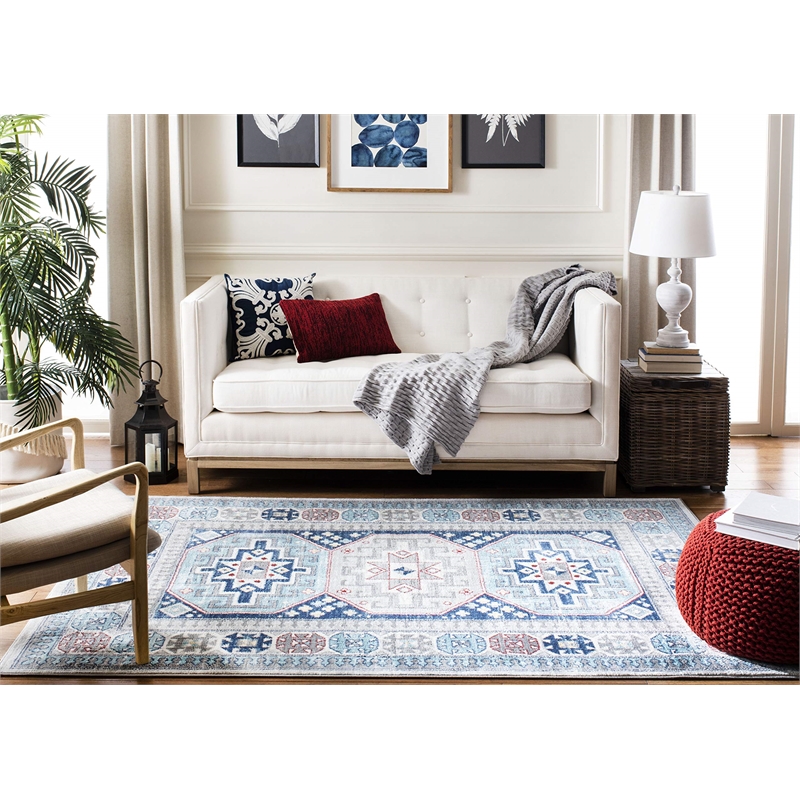 Safavieh Kazak 4' x 6' Rug in Gray and Blue