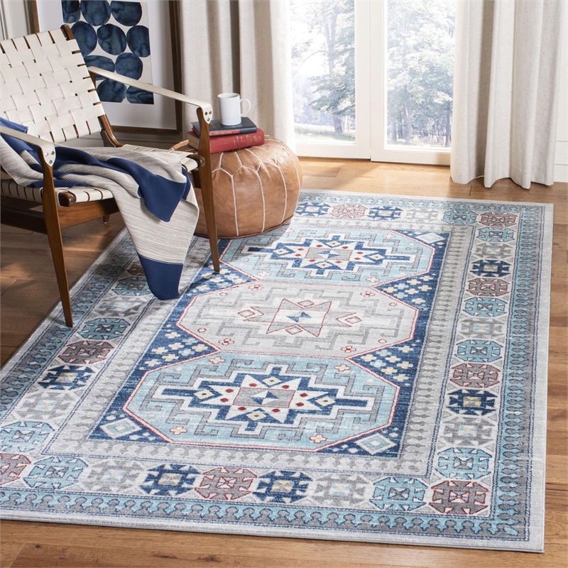 Safavieh Kazak 8' x 10' Rug in Gray and Blue