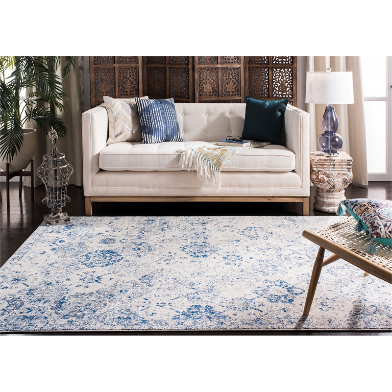 Safavieh Madison 9' x 12' Rug in White and Royal Blue