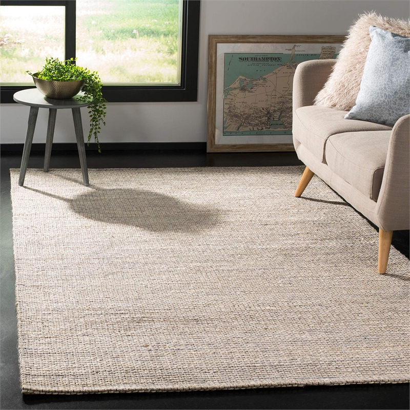 Safavieh Marbella 9' x 12' Hand Loomed Jute Rug in Blue and Ivory