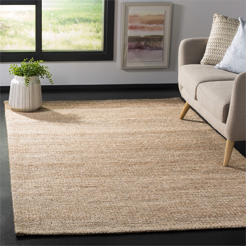 Safavieh Marbella 10' x 14' Hand Loomed Jute Rug in Natural and Ivory