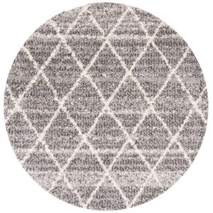 Safavieh Melrose 6'7&quot Round Shag Rug in Gray and Ivory