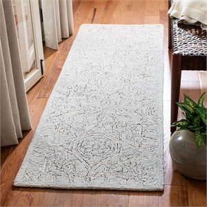 Safavieh Micro-Loop 4' x 6' Hand Tufted Wool Rug in Gray and Ivory