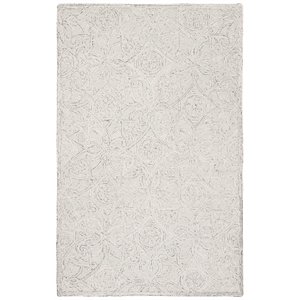 Safavieh Micro-Loop 5' x 8' Hand Tufted Wool Rug in Gray and Ivory