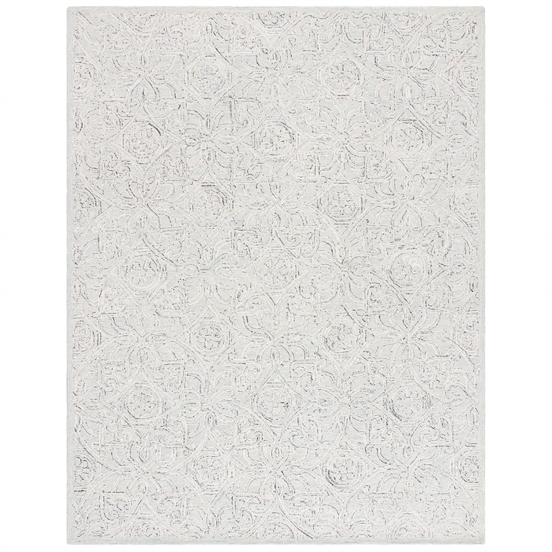 Safavieh Micro-Loop 8' x 10' Hand Tufted Wool Rug in Gray and Ivory