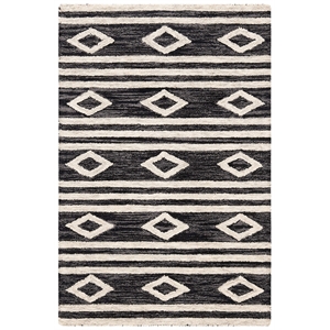 Safavieh Micro-Loop 2'6&quot x 4' Hand Tufted Wool Rug in Charcoal