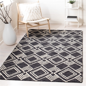 Safavieh Micro-Loop 4' x 6' Hand Tufted Wool Rug in Charcoal and Ivory