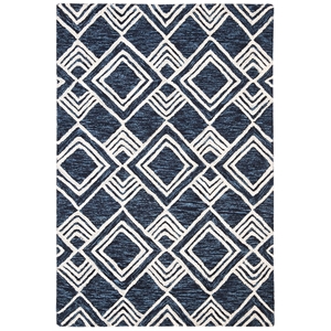 Safavieh Micro-Loop 2'6&quot x 4' Hand Tufted Wool Rug in Navy and Ivory