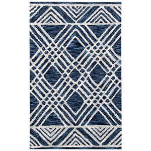 Safavieh Micro-Loop 2'6&quot x 4' Hand Tufted Wool Rug in Navy and Ivory