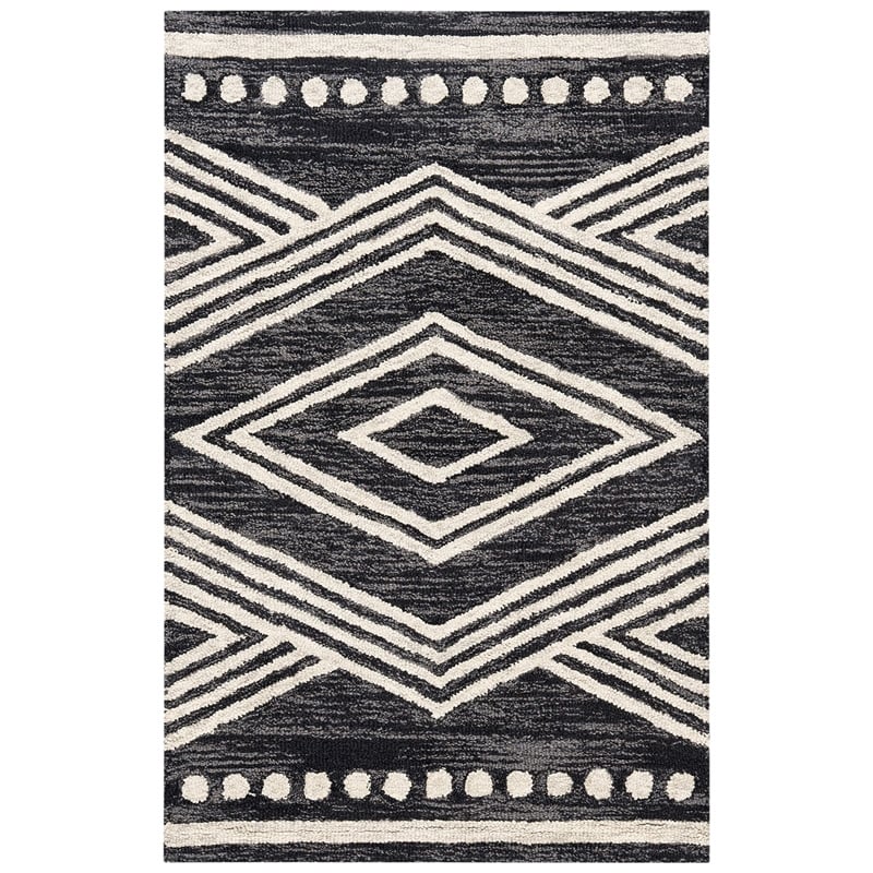 Safavieh Micro-Loop 5' x 8' Hand Tufted Wool Rug in Ivory and Navy