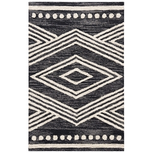 Safavieh Micro-Loop 5' x 8' Hand Tufted Wool Rug in Ivory and Navy