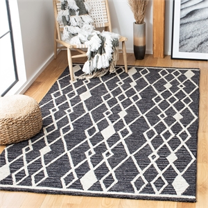 Safavieh Micro-Loop 4' x 6' Hand Tufted Wool Rug in Charcoal and Ivory