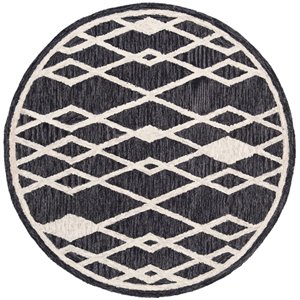 Safavieh Micro-Loop 5' Round Hand Tufted Wool Rug in Charcoal