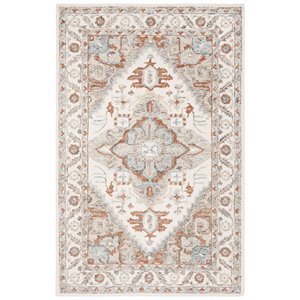 Safavieh Micro-Loop 4' x 6' Hand Tufted Wool Rug in Gray and Rust