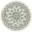 Safavieh Novelty 6' Round Hand Tufted Wool Rug in Ivory and Teal