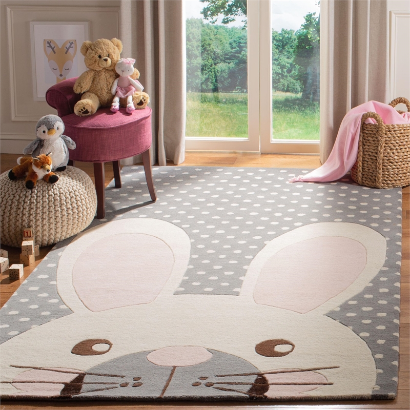 Safavieh 4' x 6' Hand Tufted Wool Rug in Gray and Ivory