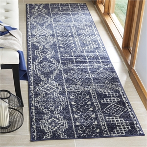 Safavieh Adirondack 2'6&quot x 8' Runner Rug in Navy and White
