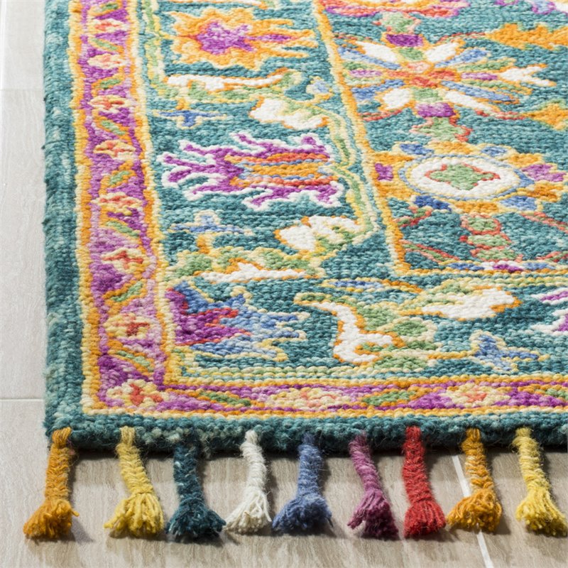 Safavieh Aspen 3' x 5' Hand Tufted Wool Rug in Turquoise and Purple
