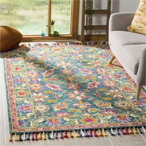 Safavieh Aspen 4' x 6' Hand Tufted Wool Rug in Turquoise and Purple