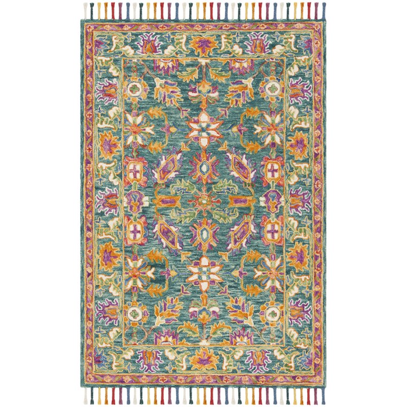 Safavieh Aspen 5' x 8' Hand Tufted Wool Rug in Turquoise and Purple