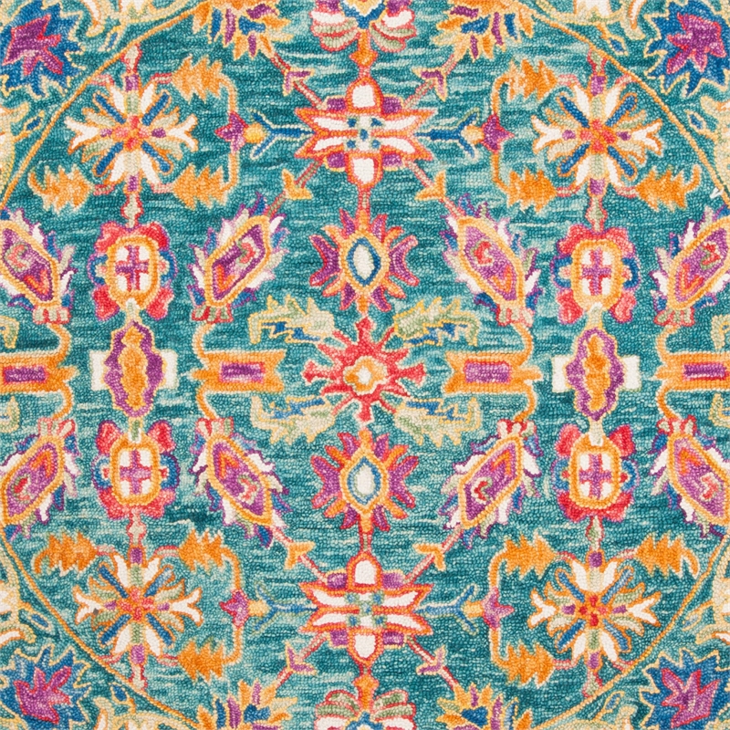 Safavieh Aspen 7' Round Hand Tufted Wool Rug in Turquoise and Purple
