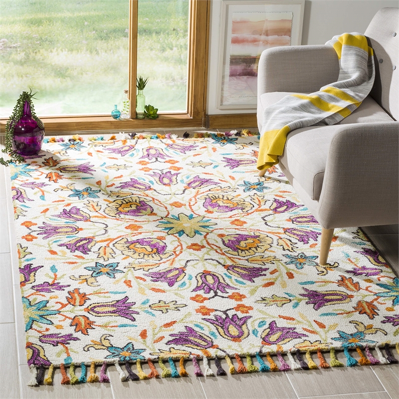 Safavieh Aspen 2' x 3' Hand Tufted Wool Rug in Ivory and Purple