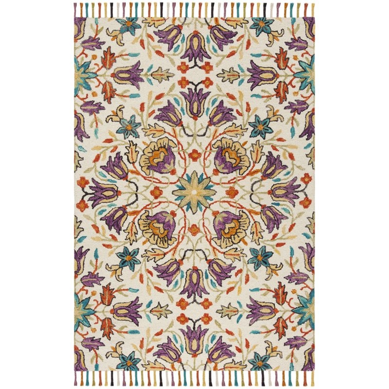 Safavieh Aspen 5' x 8' Hand Tufted Wool Rug in Ivory and Purple