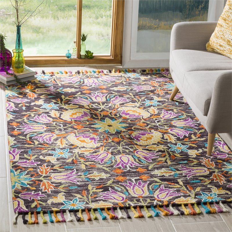 Safavieh Aspen 3' x 5' Hand Tufted Wool Rug in Black and Purple