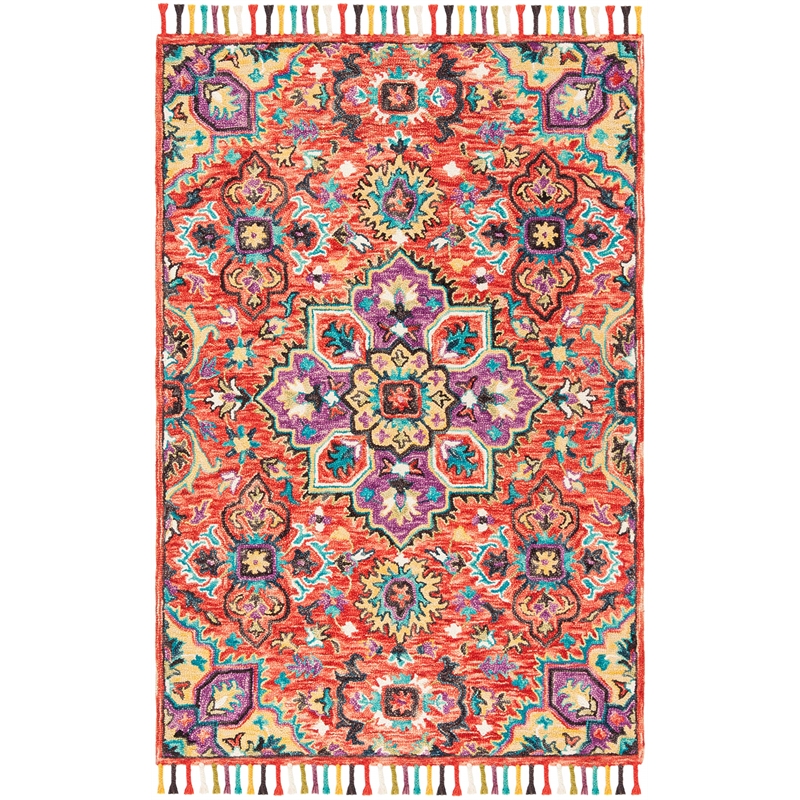 Safavieh Aspen 5' x 8' Hand Tufted Wool Rug in Red and Purple