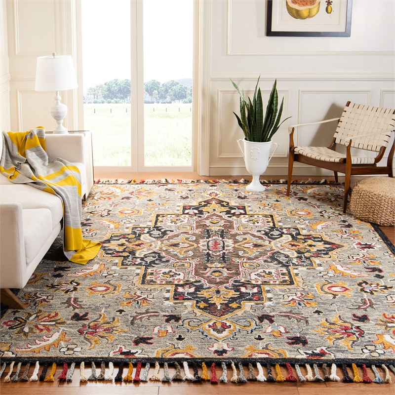 Safavieh Aspen 3' x 5' Hand Tufted Wool Rug in Gray and Charcoal
