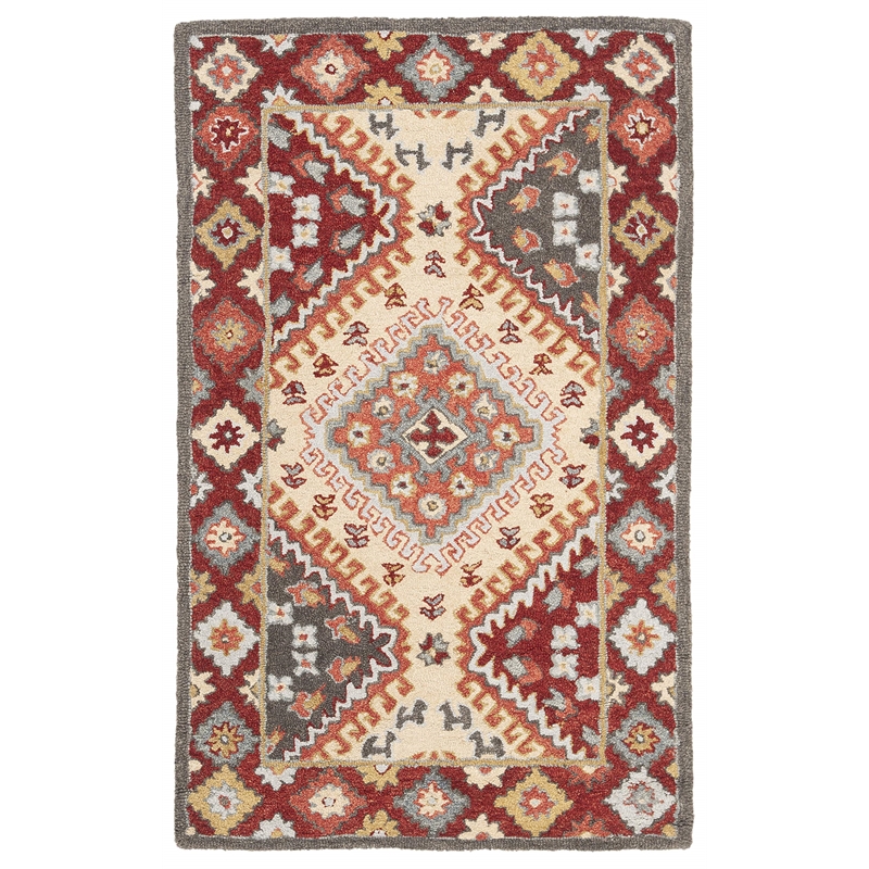 Safavieh Aspen 3' x 5' Hand Tufted Wool Rug in Red and Ivory