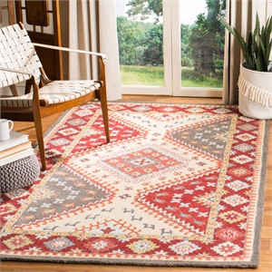 Safavieh Aspen 4' x 6' Hand Tufted Wool Rug in Red and Ivory