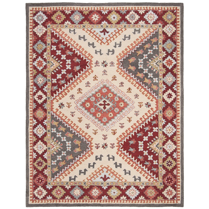 Safavieh Aspen 8' x 10' Hand Tufted Wool Rug in Red and Ivory