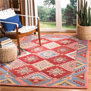 Safavieh Aspen 4' x 6' Hand Tufted Wool Rug in Red and Blue