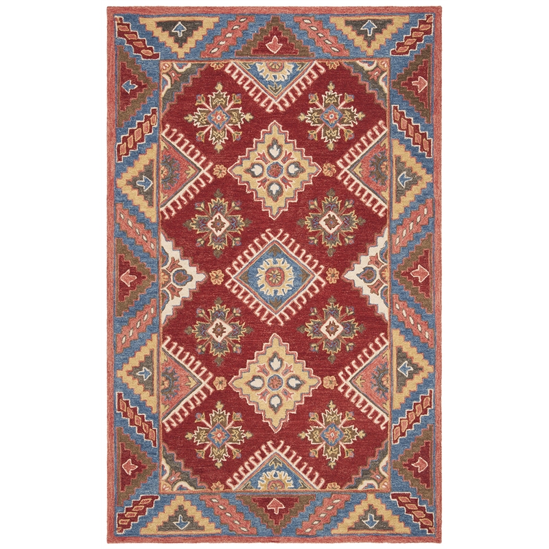 Safavieh Aspen 4' x 6' Hand Tufted Wool Rug in Red and Blue