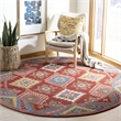 Safavieh Aspen 7' Round Hand Tufted Wool Rug in Red and Blue