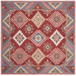 Safavieh Aspen 7' Square Hand Tufted Wool Rug in Red and Blue