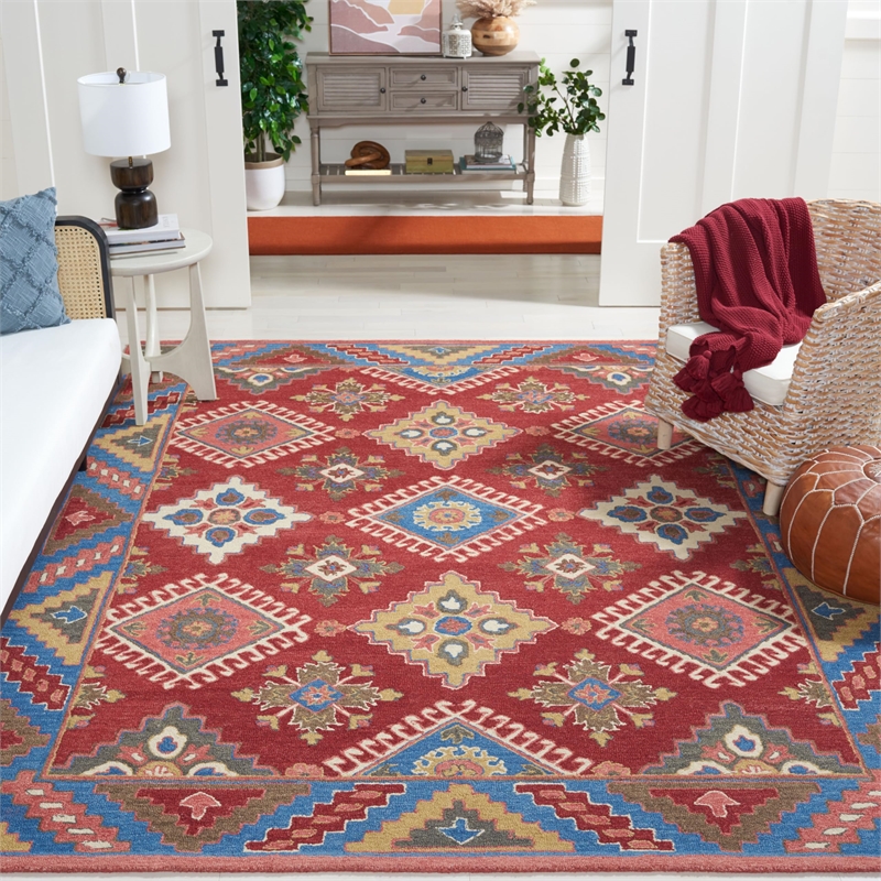 Safavieh Aspen 8' x 10' Hand Tufted Wool Rug in Red and Blue
