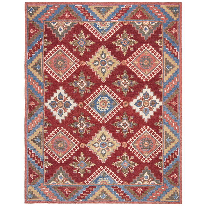 Safavieh Aspen 8' x 10' Hand Tufted Wool Rug in Red and Blue