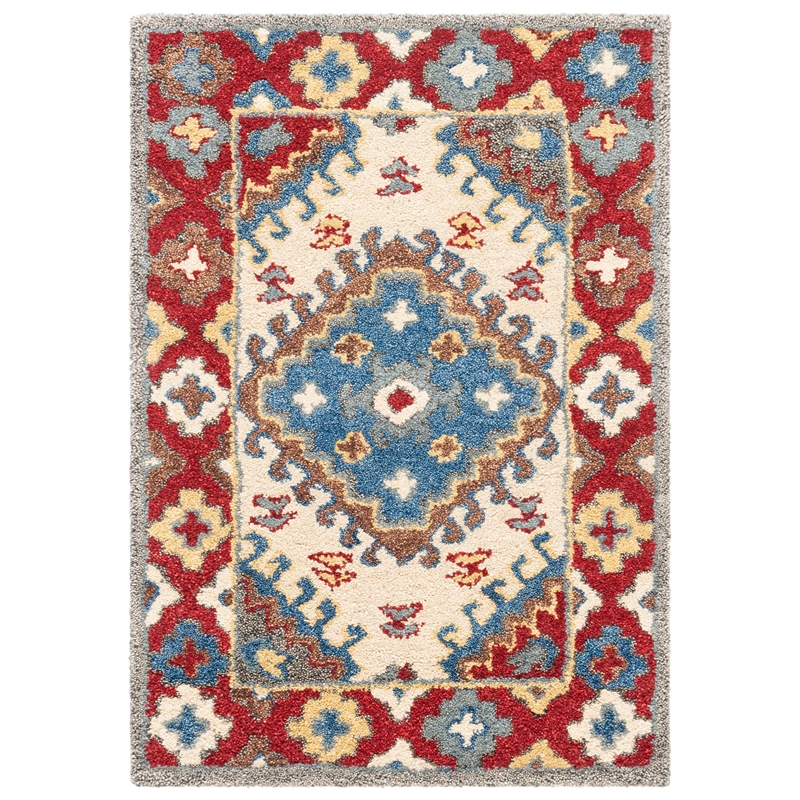 Safavieh Antiquity 2' x 3' Hand Tufted Wool Rug in Red and Ivory