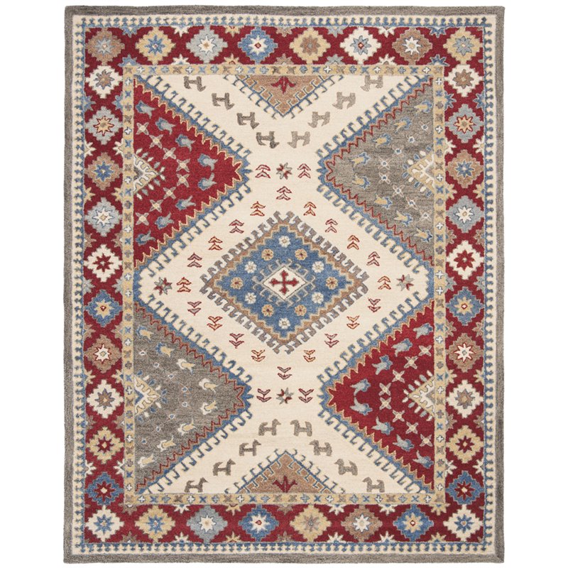 Safavieh Antiquity 8' x 10' Hand Tufted Wool Rug in Red and Ivory