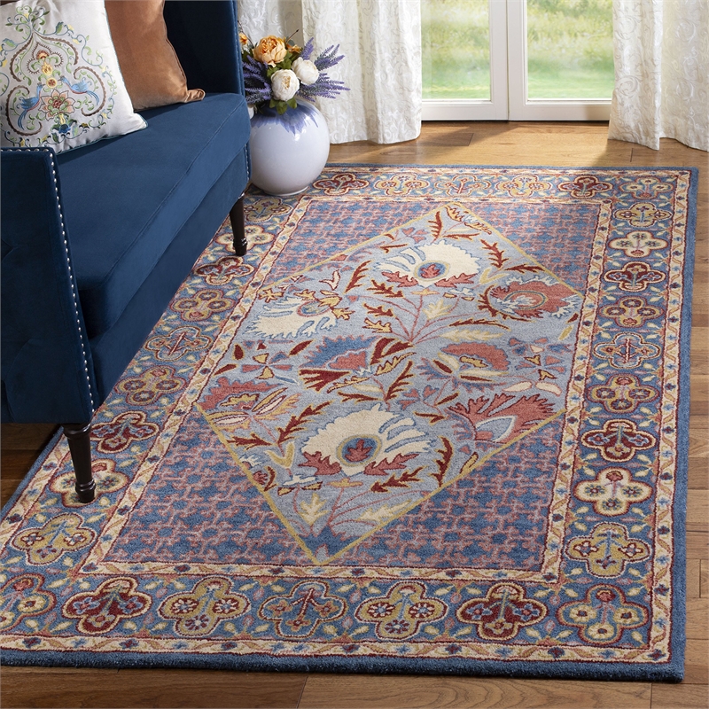 Safavieh Antiquity 2' x 3' Hand Tufted Wool Rug in Blue and Red