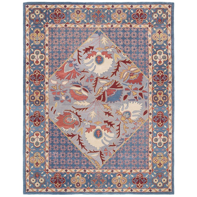 Safavieh Antiquity 8' x 10' Hand Tufted Wool Rug in Blue and Red
