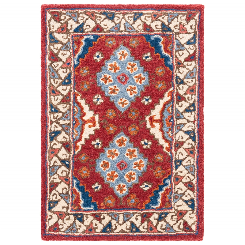 Safavieh Antiquity 2' x 3' Hand Tufted Wool Rug in Red and Blue