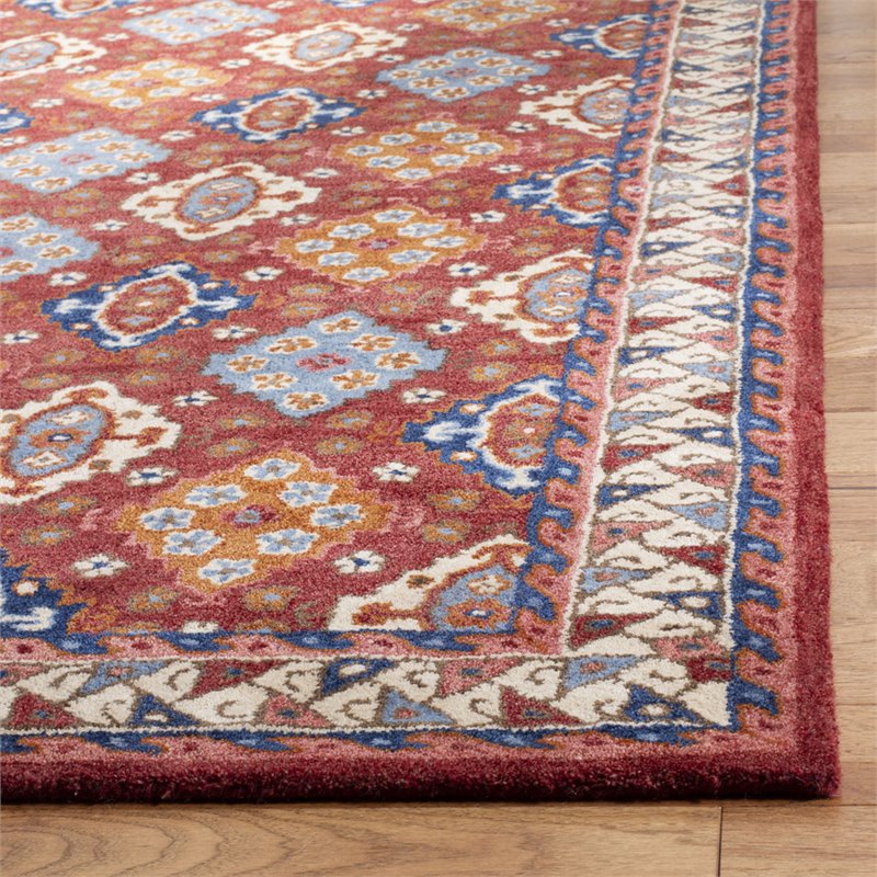 Safavieh Antiquity 3' x 5' Hand Tufted Wool Rug in Red and Blue